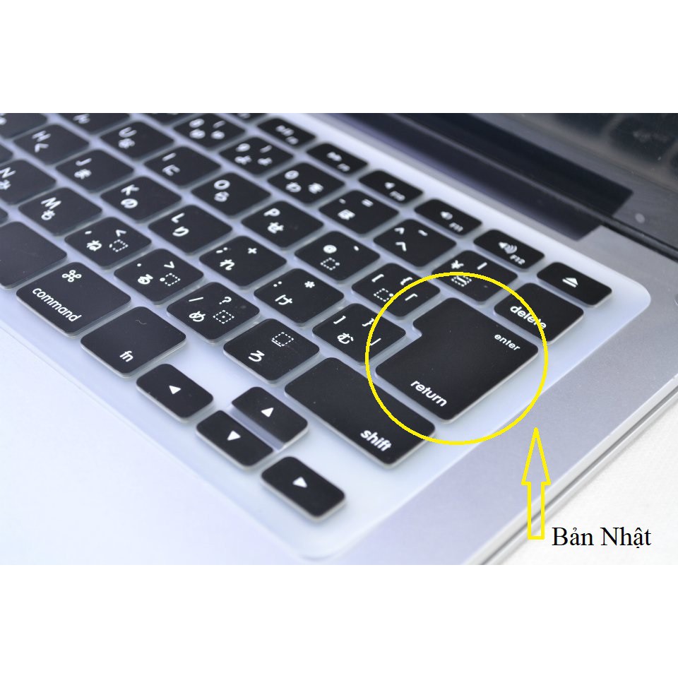 PHỦ BÀN PHÍM SLICON MÀU ĐEN+TRONG SUỐT DÀNH CHO MACBOOK BẢN NHẬT