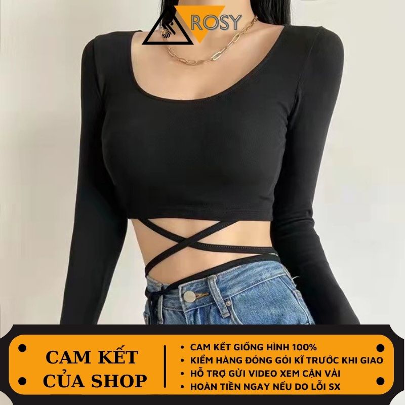 Áo thun ôm body đan dây tay dài - ngắn chất co giãn phong cách cá tính