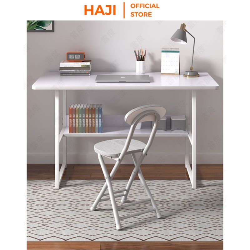 Bàn văn phòng dài 1m hiện đạiBàn làm việc tại nhà HAJI có kệ tiện dụng khung sắt sơn tĩnh điện chống gỉ chịu lực tốt C17