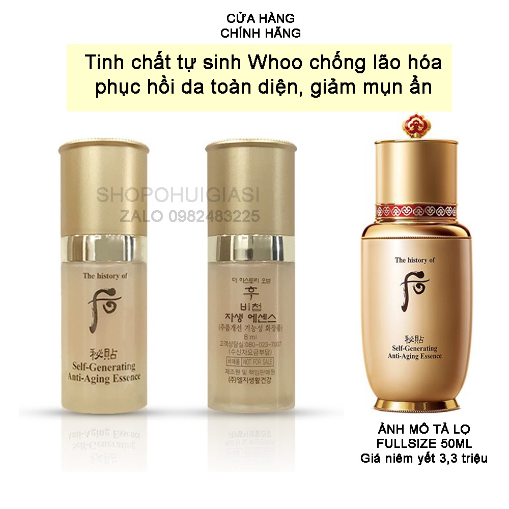 Tinh chất tái sinh da phục hồi lão hóa, giảm mụn ẩn Whoo Bichup Jasaeng Essence 8ML
