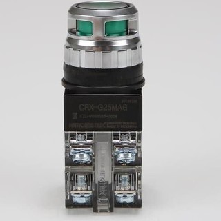 [Hanyoung] Nút nhấn có đèn xanh 220VAC phi 25 mã CRX-G25MAG 1NO+1NC