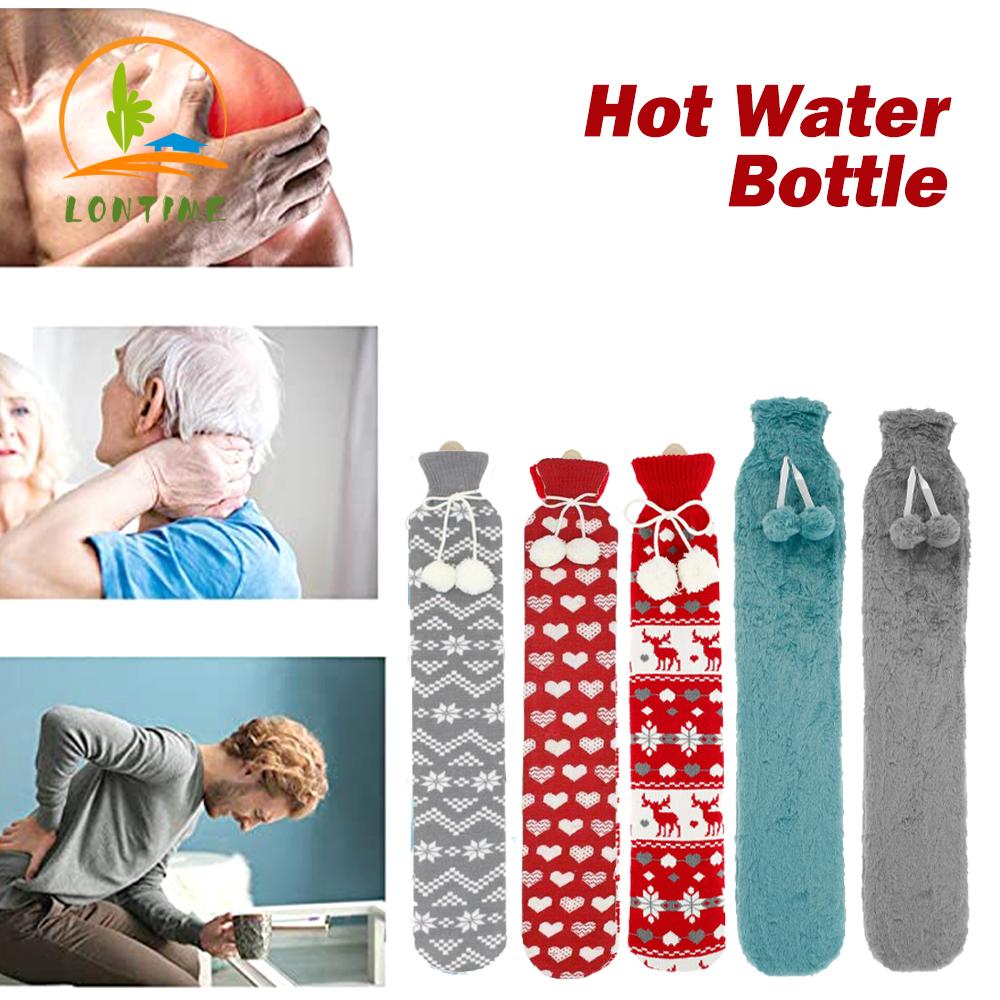 Túi Đựng Nước Nóng 2 Liter Đan Len Lông Giả Màu Hồng / Xám / Xanh Dương Có Thể Tháo Gỡ Giữ Ấm Tay