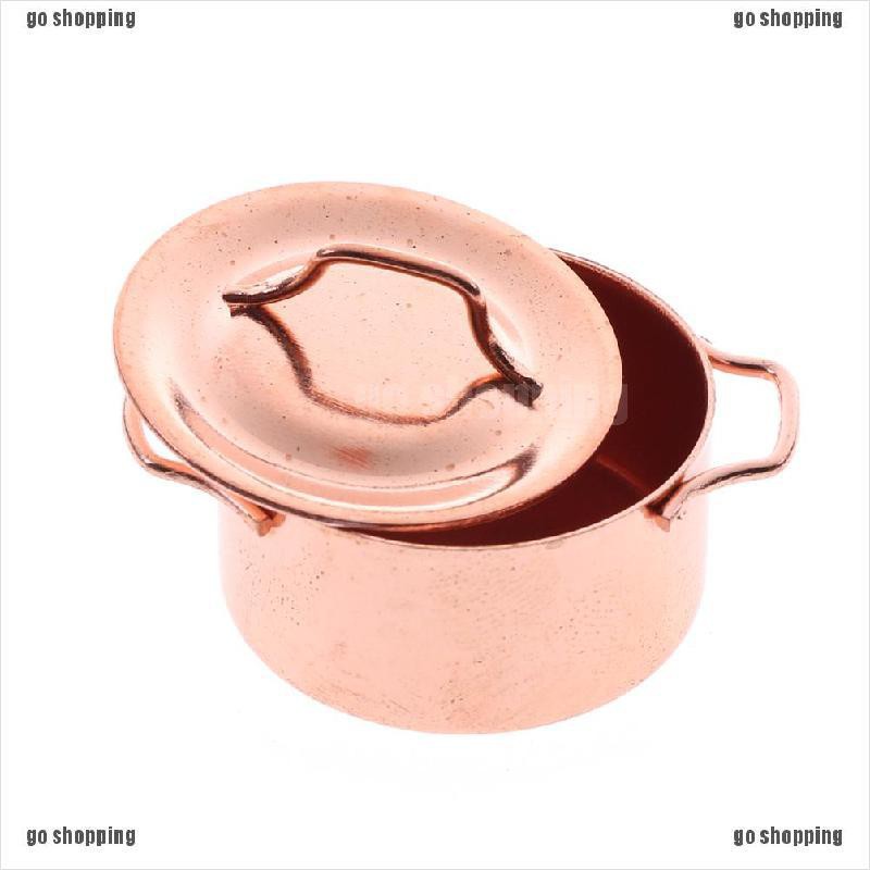 {go shopping}1/12 Dollhouse Miniature Kitchen Copper Pot with Lid