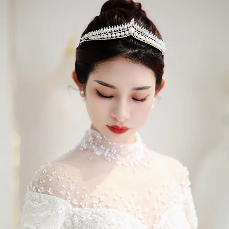 Vương miện đội đầu cô dâu màu trắng phong cách mới năm 18 tháng tuổi 2021