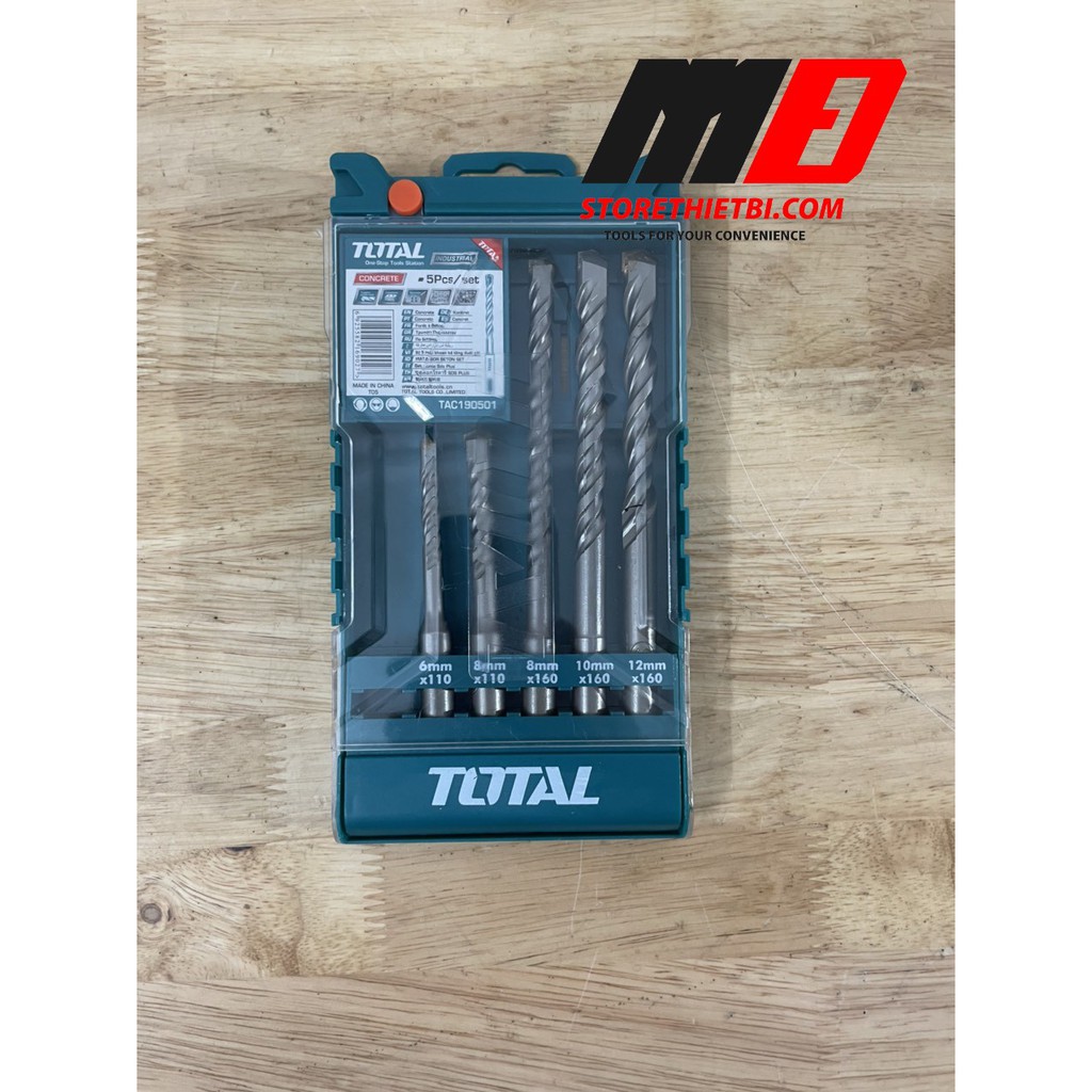 TAC190501 Bộ mũi khoan bê tông đầu gài SDS 5 chi tiết Total