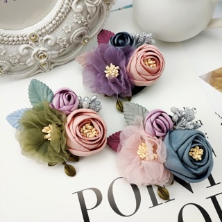 Cài áo Hoa Trà bằng vải lụa handmade - mã 81