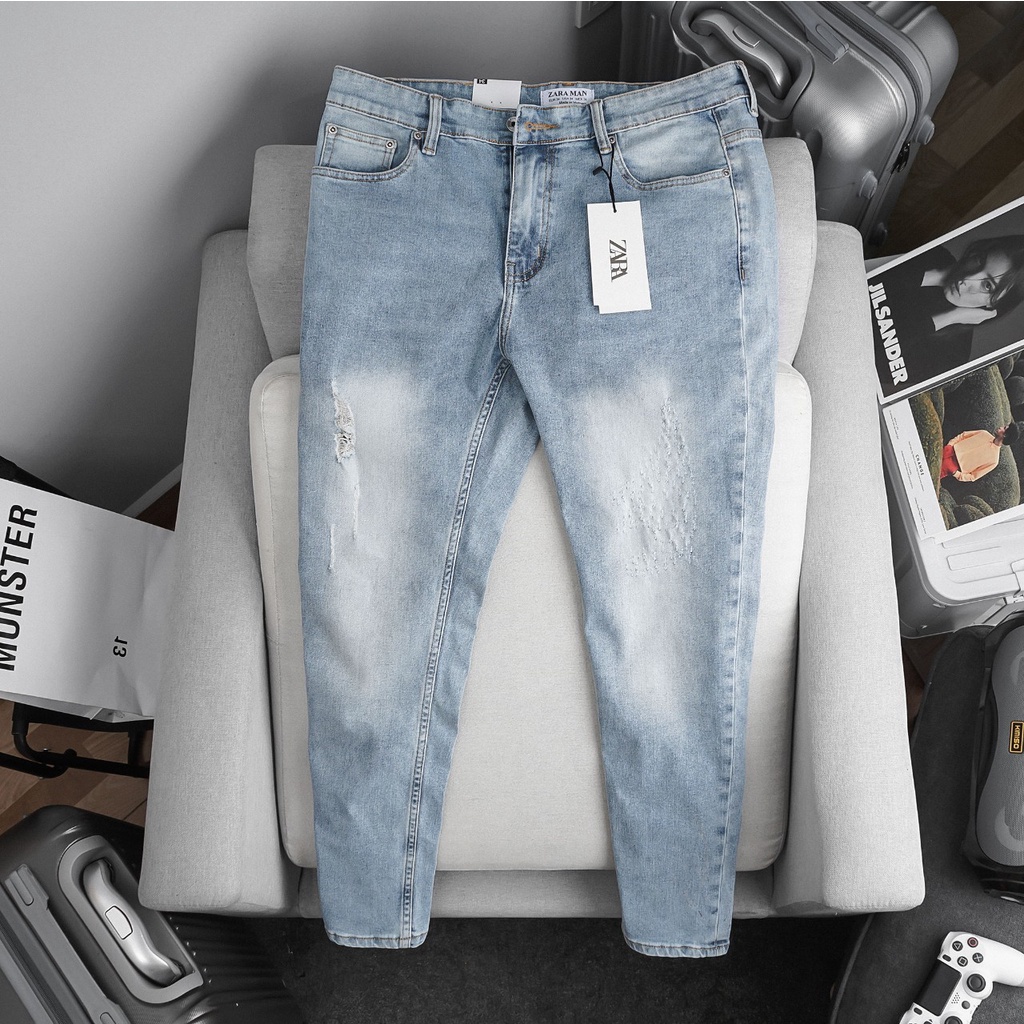[bigsize] Quần jean nam dài bigsize form slimfit - tông xanh