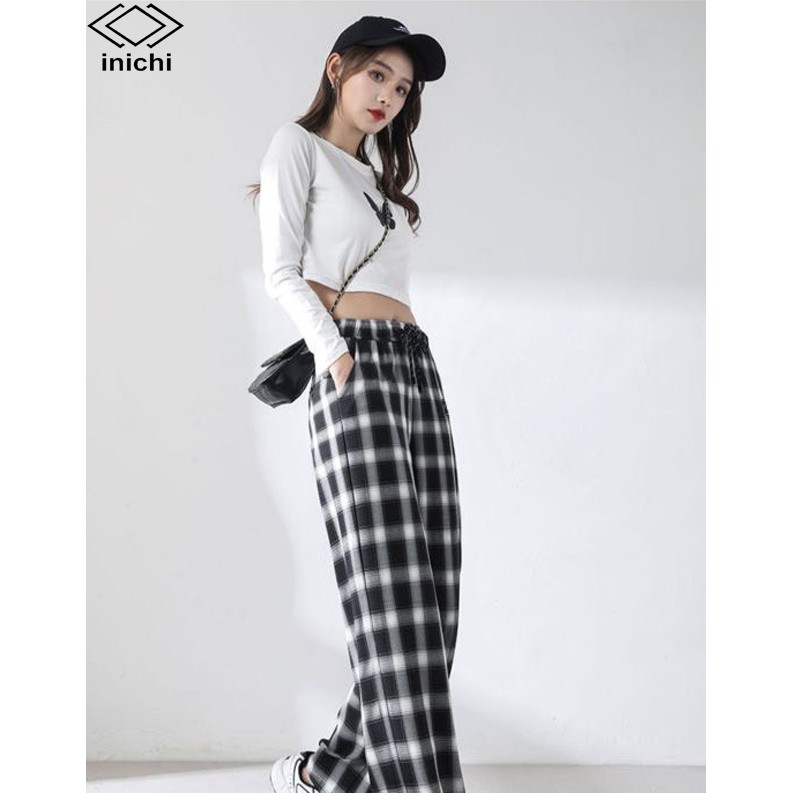 Quần caro nữ INICHI cá tính có dây rút ống Q885 | BigBuy360 - bigbuy360.vn