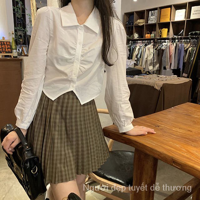 Áo Sơ Mi Trắng Tay Dài Cổ Xếp Ly Phong Cách Học Sinh Mới Cho Nữ | BigBuy360 - bigbuy360.vn