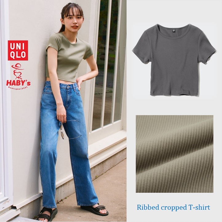UNIQLO👐JAPAN_Áo phông   Crop.Top - WOMEN Cropped T-Shirt 😍
