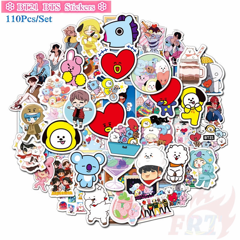 ❉ BT21 BTS Stickers ❉ 110Pcs/Set KPOP Mixed Luggage Laptop Skateboard Doodle Stickers