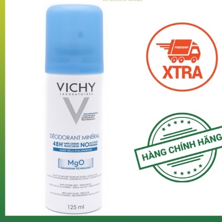 Xịt khử mùi & khô thoáng vùng da dưới cánh tay giàu khoáng Vichy Deodorant Mineral 125ml