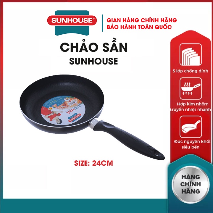 Chảo chống dính SUNHOUSE 18 24 30 CM sần hàng chính hãng bảo hành toàn quốc