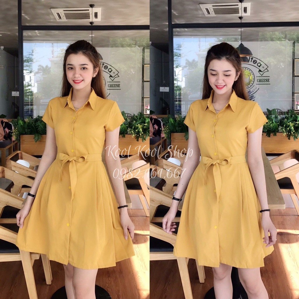 Đầm công sở thắt nơ eo MS1
