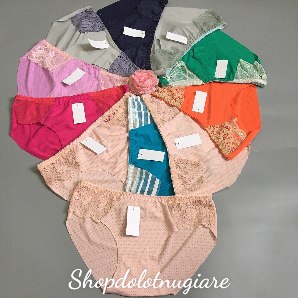 Quần lót cotton thông hơi phối ren hai bên suờn đẹp mát cho chị e từ 45 - 58kg