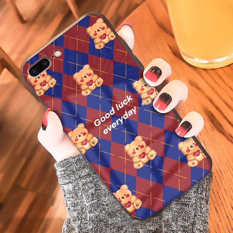 Ốp IPHONE lưng kính Gấu Thỏ Good Luck ốp lưng iphone 6s 6plus 7 plus 8 x xr xsmax 11 12 13 pro promax