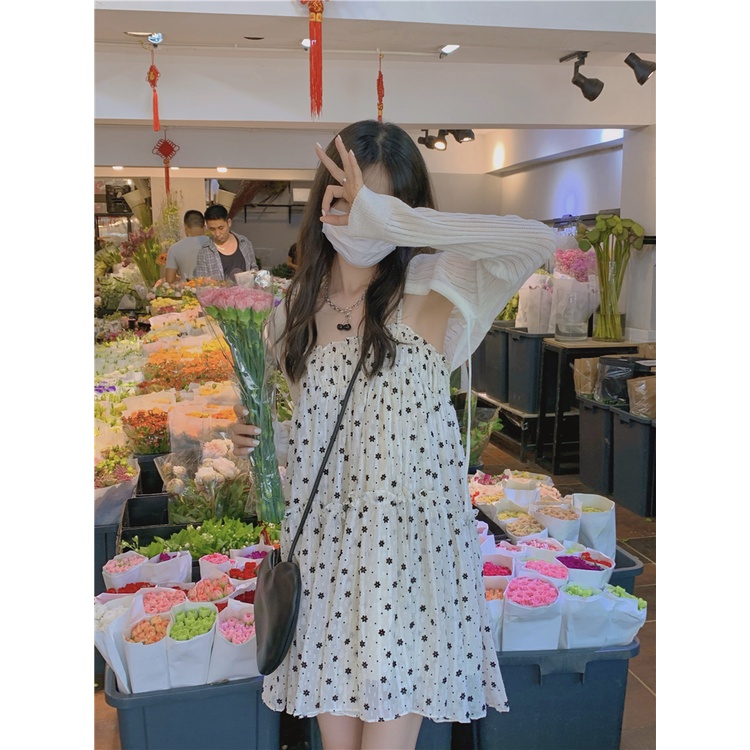 V003 Váy hai dây Babydoll BBD hoa nhí đáng yêu dáng lỡ phong cách Hàn Quốc, đầm tiểu thư công chúa ulzzang voan nữ tính