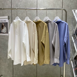 Sơ mi lụa trơn cúc sau - kèm ảnh thật chụp tại shop