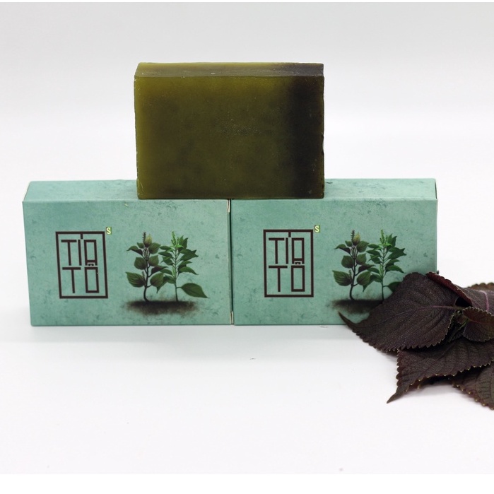 Xà bông sinh dược tía tô giúp làm mát da, trắng sáng. Xà phòng tắm, rửa tay chiết xuất thiên nhiên
