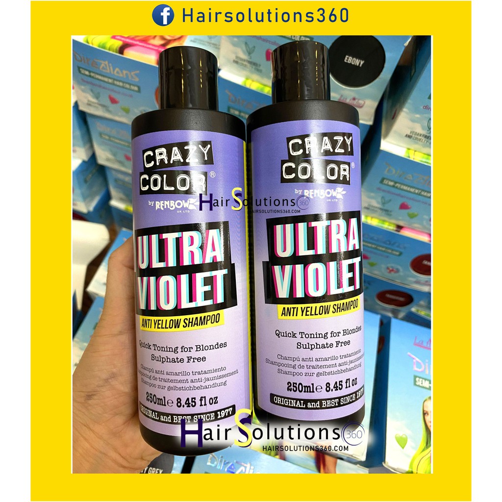 Dầu gội tím Crazy Color Ultra Violet khử ánh vàng cho tóc tẩy,  nhuộm tóc crazy color- HairSolutions360