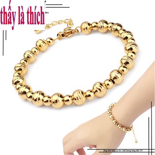 Lắc tay màu vàng bi tròn cách điệu quý phái cho nữ - Cam kết 1 đổi 1 nếu hoen, gỉ sét
