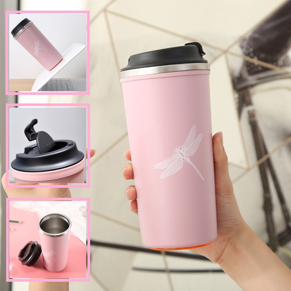 Ly giữ nhiệt ❤️Chống Đổ❤️ inox 3 lớp cách nhiệt 350ml cốc cà phê bình uống nước