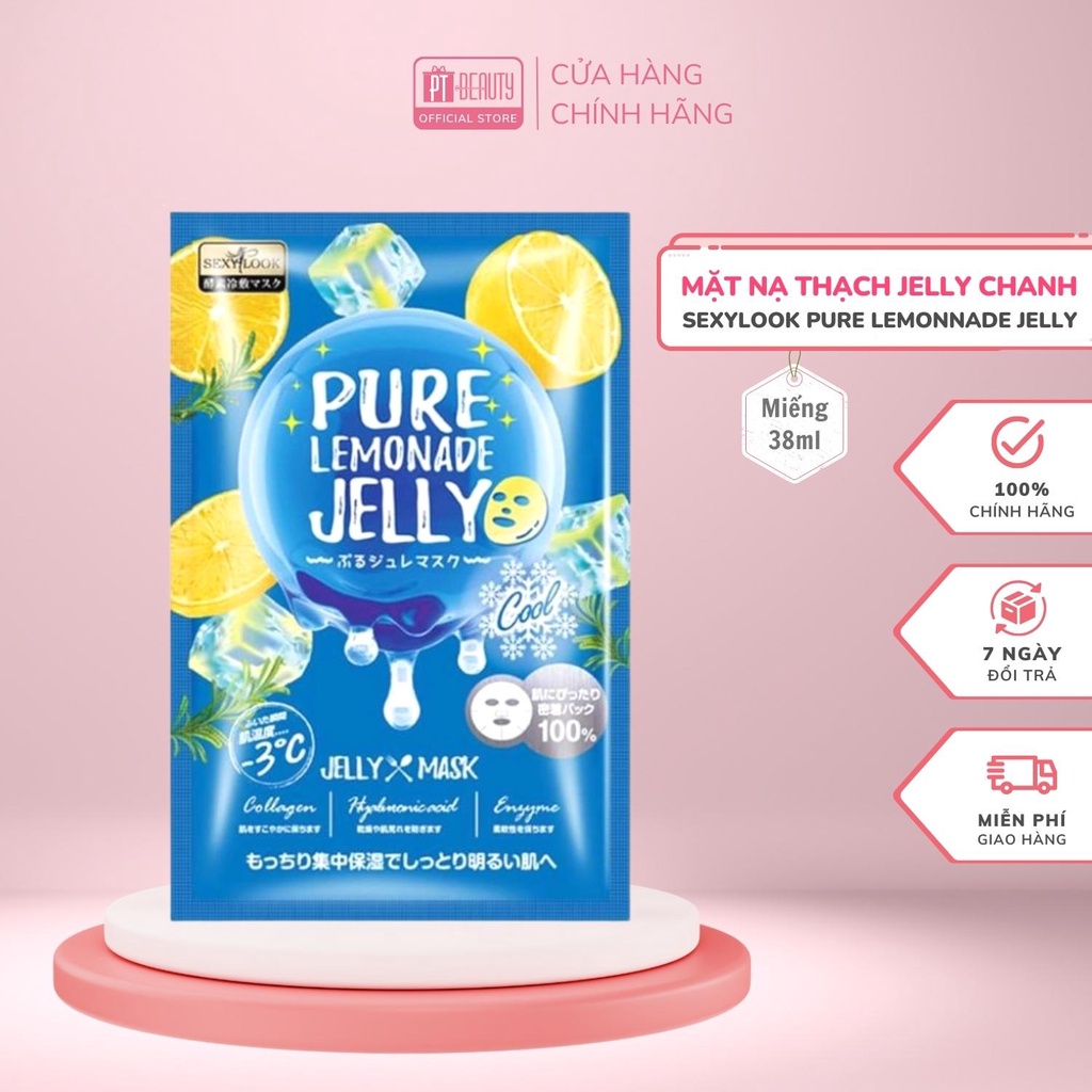 Lẻ 1 miếng Mặt nạ thạch jelly chanh SEXYLOOK Pure Lemonnade Jelly Mask cấp ẩm làm mát 38ml