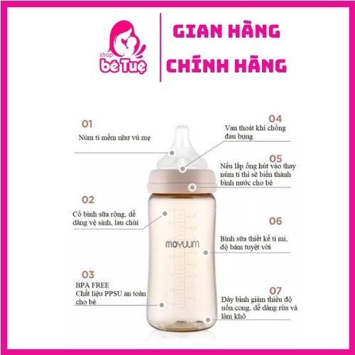 Bình sữa Moyuum Chính hãng Hàn Quốc, bình sữa Moyuum 170ml 270ml