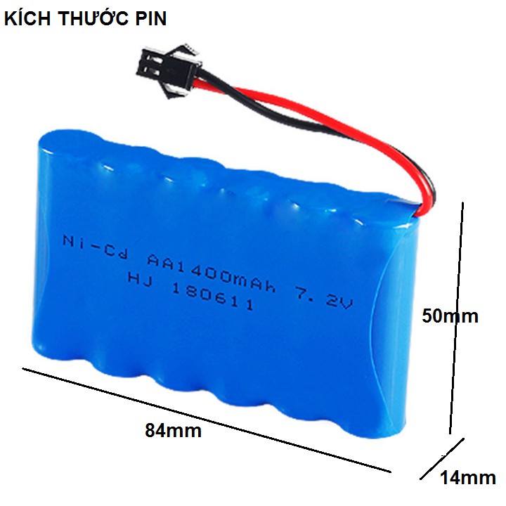 Pin sạc 7.2v 1400mah cổng nối SM