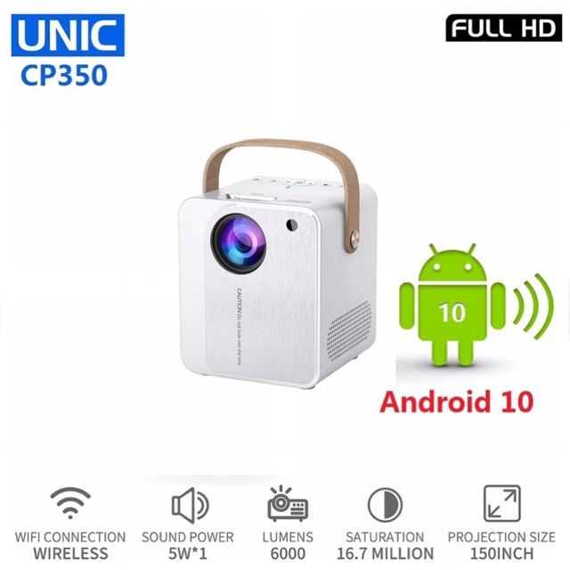 Máy Chiếu UNIC CP350 Di Động Thông Minh 4K Android 10 TV Box Hỗ Trợ WIFI 1080