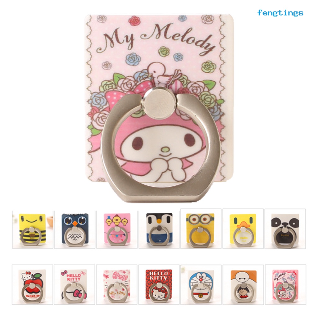 Giá Đỡ Điện Thoại Dạng Nhẫn Bằng Thép Không Gỉ Họa Tiết Hoạt Hình Dễ Thương