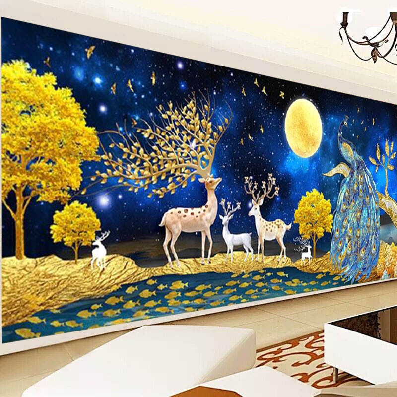 Tranh thêu chữ thập Vinh hoa Phú quý LV3555: 150*70cm - tự thêu