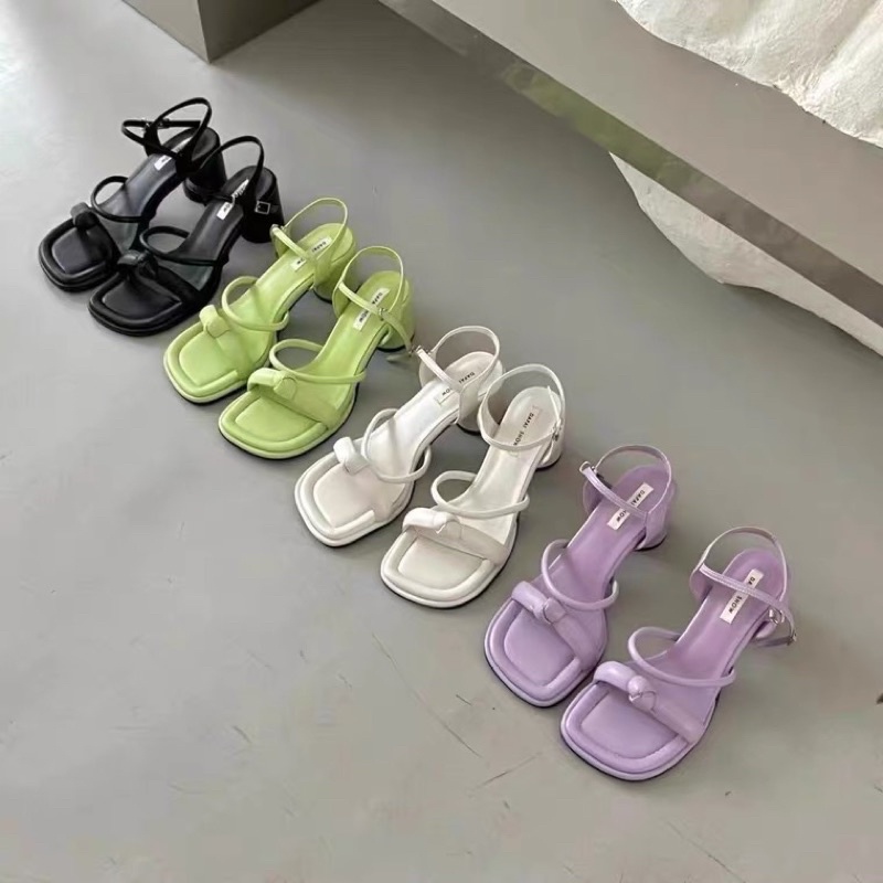 Sandal cao gót phối nơ ngọt ngào
