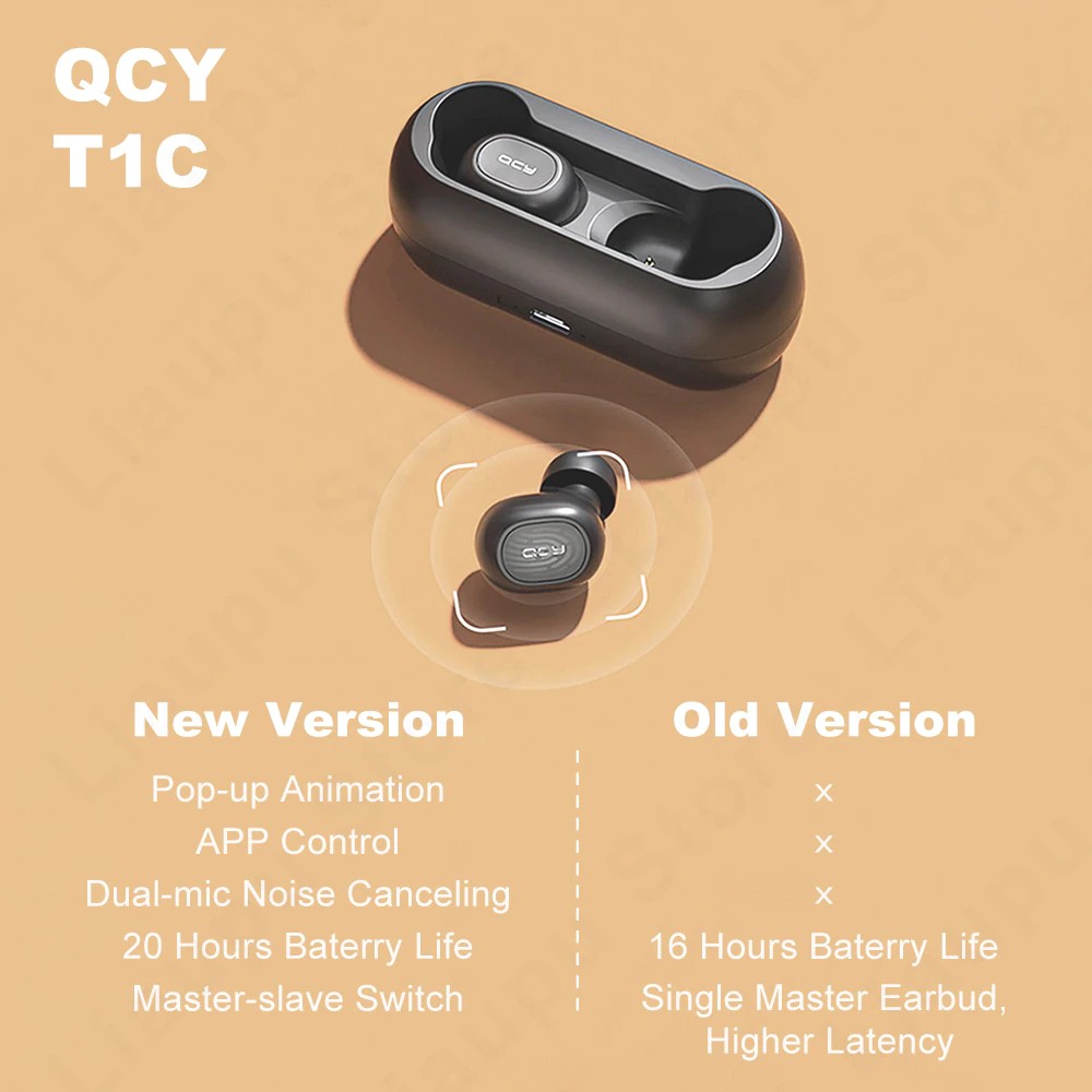 Tai nghe bluetooth QCY T1C Nhét tai không dây mini TWS Tự động kết nối hỗ trợ tùy chỉnh qua ứng dụng Tặng kèm túi đựng