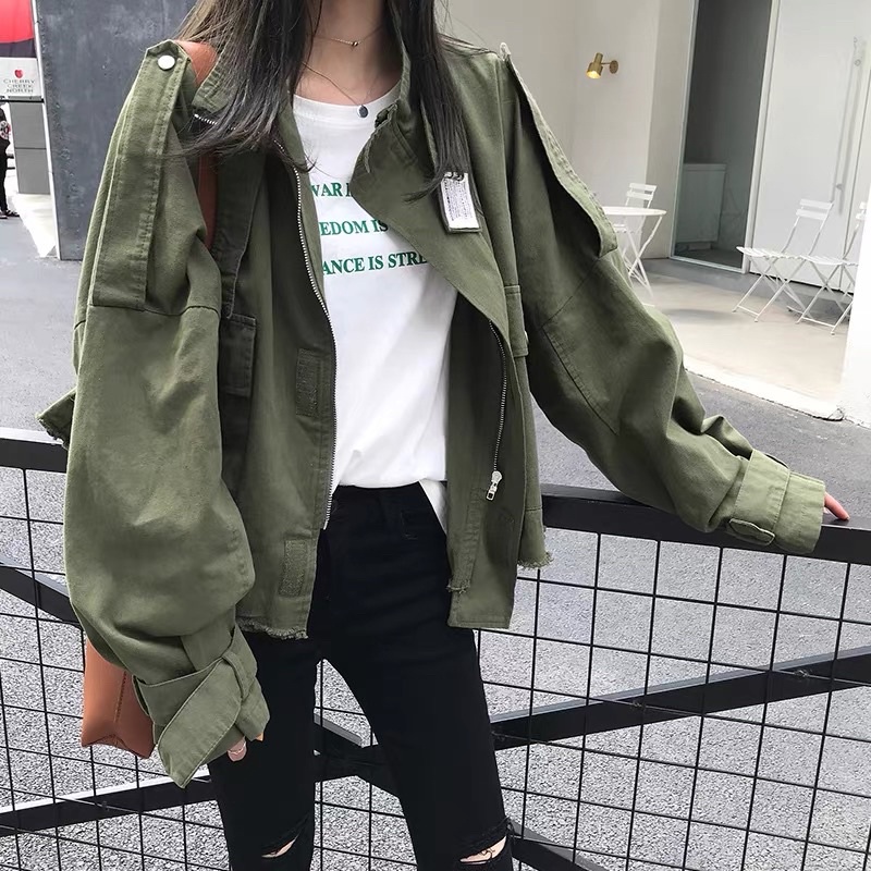 Áo khoác khaki ulzzang dáng ngắn phong cách hàn quốc