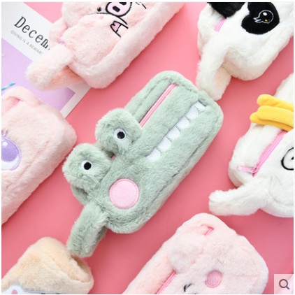 (Thohong001) Hộp đựng bút, túi đựng bút lông thú động vật dễ thương kèm quai KT 19*10.5