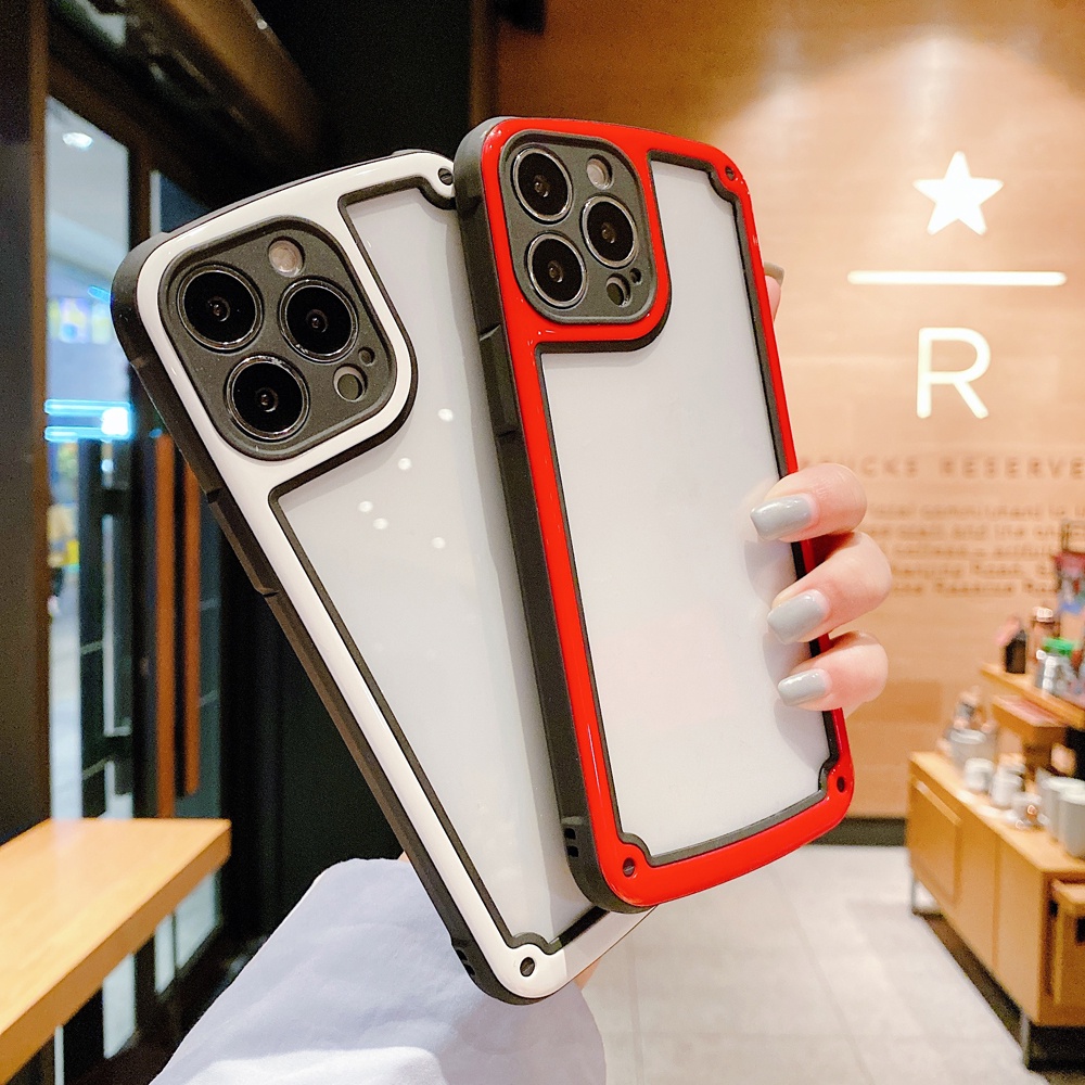 Ốp Điện Thoại Armor Trong Suốt Có Túi Khí Chống Sốc Màu Kẹo Cho iPhone 11 X XS XR 8 7 se 2020 2022 Pro Plus Max