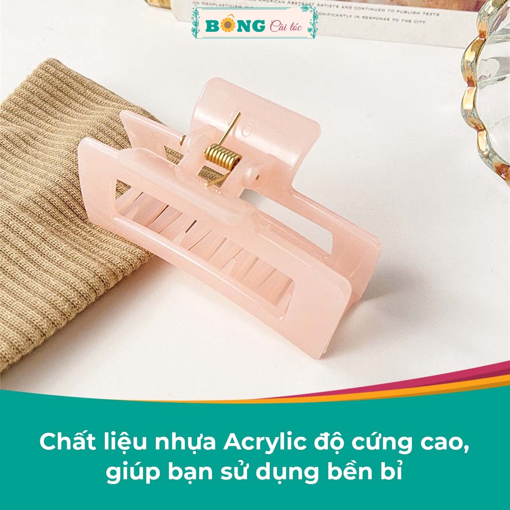 Kẹp càng cua chất liệu nhựa hình chữ nhật nhiều màu clear phong cách Hàn Quốc KN70 - kẹp tóc BÔNG Cài Tóc