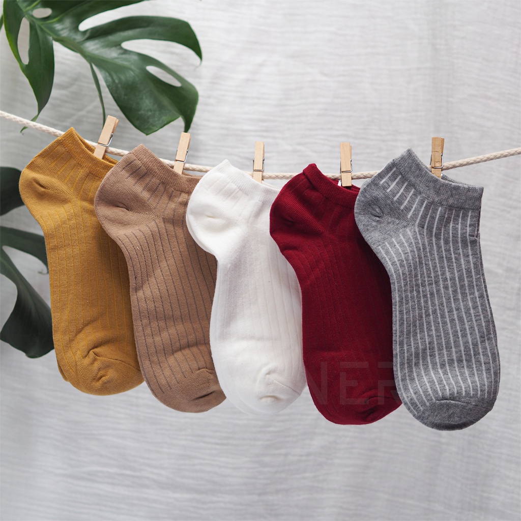 Tất Vớ Nữ Cổ Ngắn, Vớ Trơn Cotton Nữ Cổ Thấp Thoáng Mát Basic Tất Nữ Cố Ngắn Cute 34 Corner