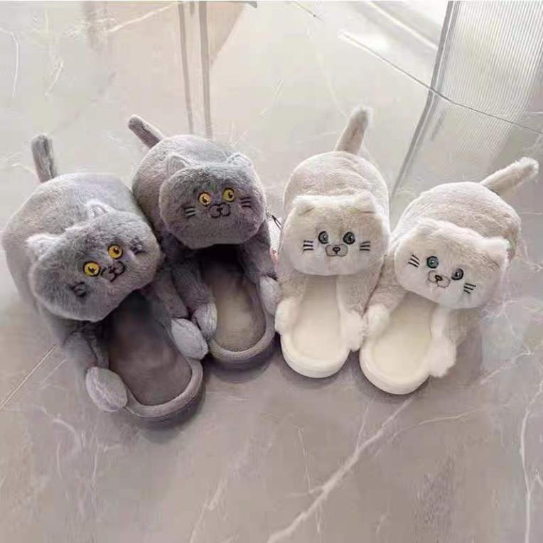 Dép bông đi trong nhà hình con mèo dễ thương cho nam nữ FREESIZE hàng có sẵn VY01