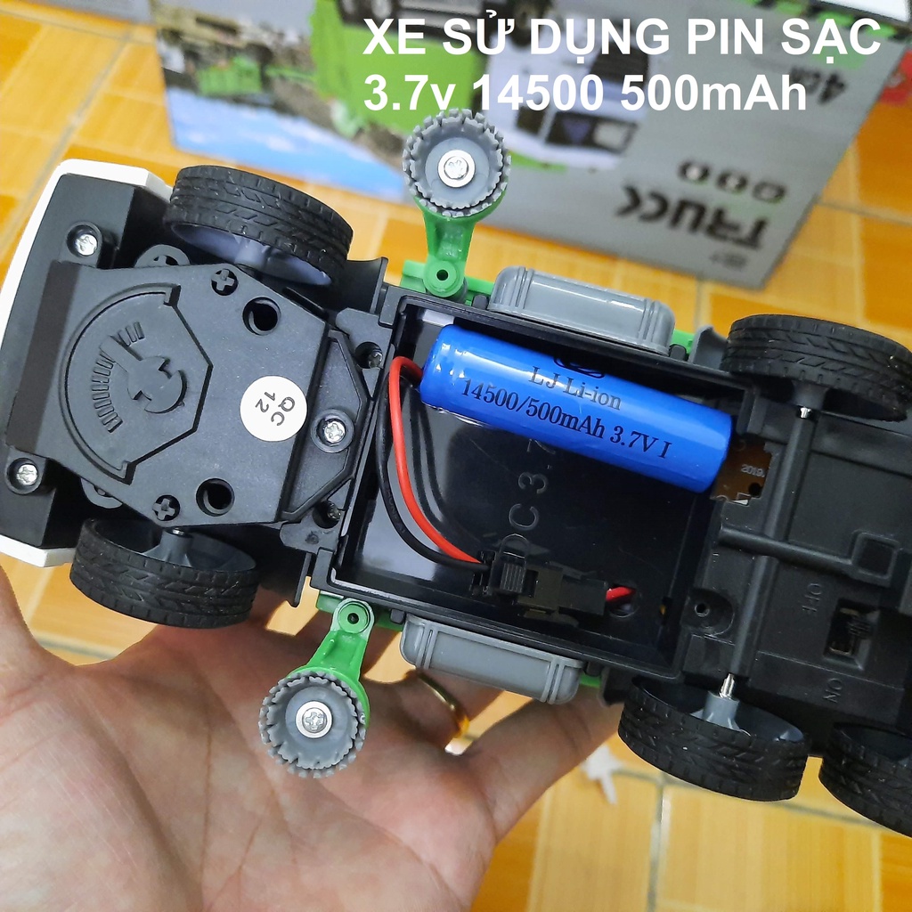 Xe chở rác điều khiển từ xa mô hình tỉ lệ 1:30 sử dụng pin sạc 3.7v 14500 500mah