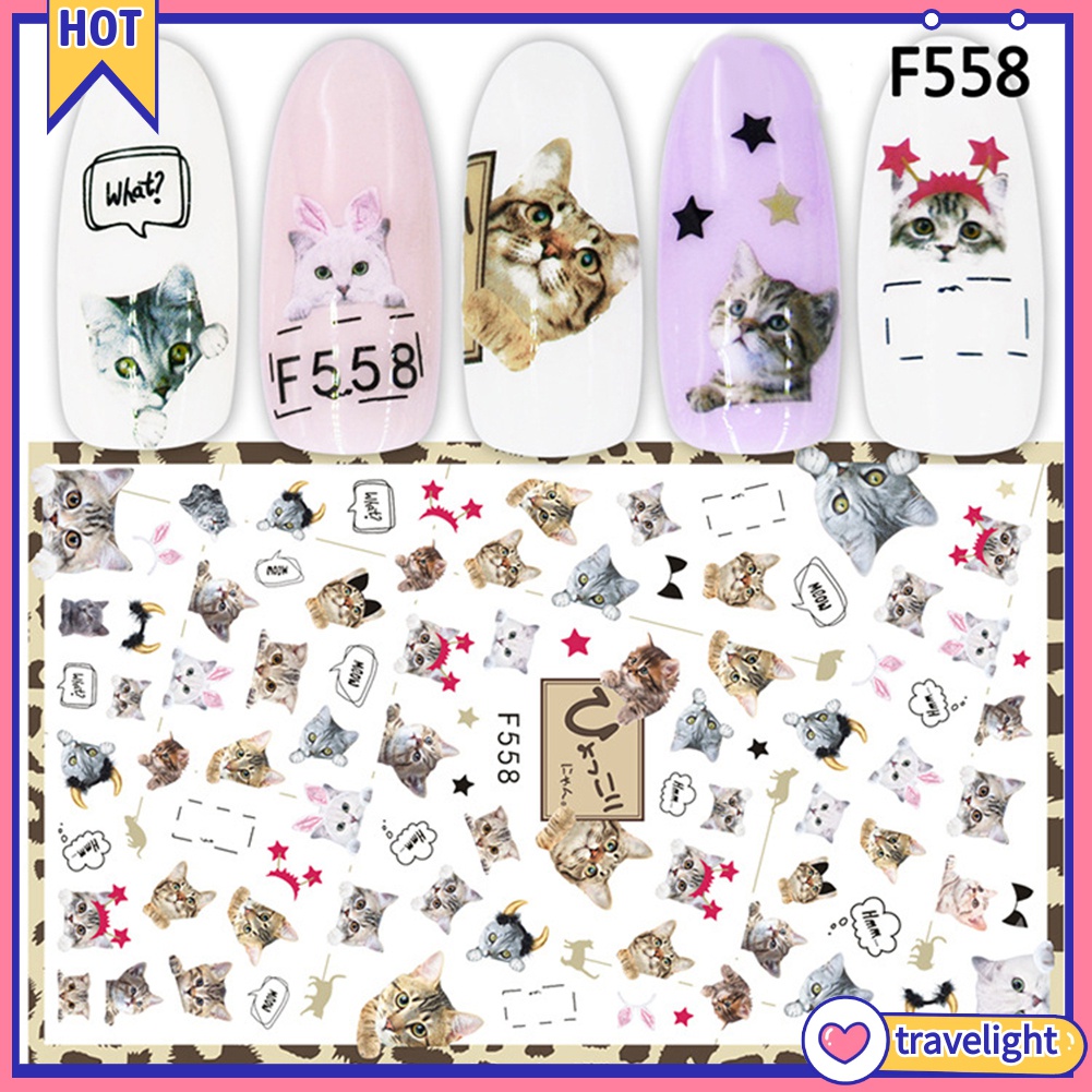 Hình dán trang trí móng tay 3D siêu mỏng hình trái cây, lá, con vật, chữ tiếng Anh