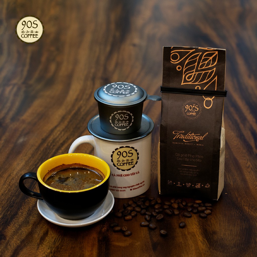 250Gr Cà Phê Traditional Phối Robusta Honey&Moka Chuyên Pha Phin Rang Mộc Nguyên Chất |100% Cà Phê Sạch| 90S Coffee VN