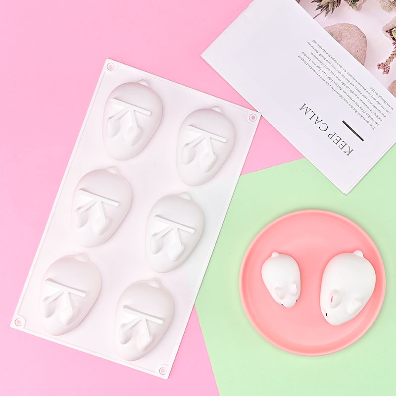 Khuôn Silicone Làm Bánh/Sô Cô La/Thạch/Pudding/Bánh Pudding/Xà Phòng Hình Thỏ Phục Sinh 6 Ngăn DIY
