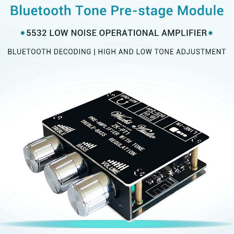 Bluetooth 5.0 Decoder Board Dual Channel Stereo Low Noise High and Low Tone Pre-ule Amplifier Board ZK-PT1 | BigBuy360 - bigbuy360.vn