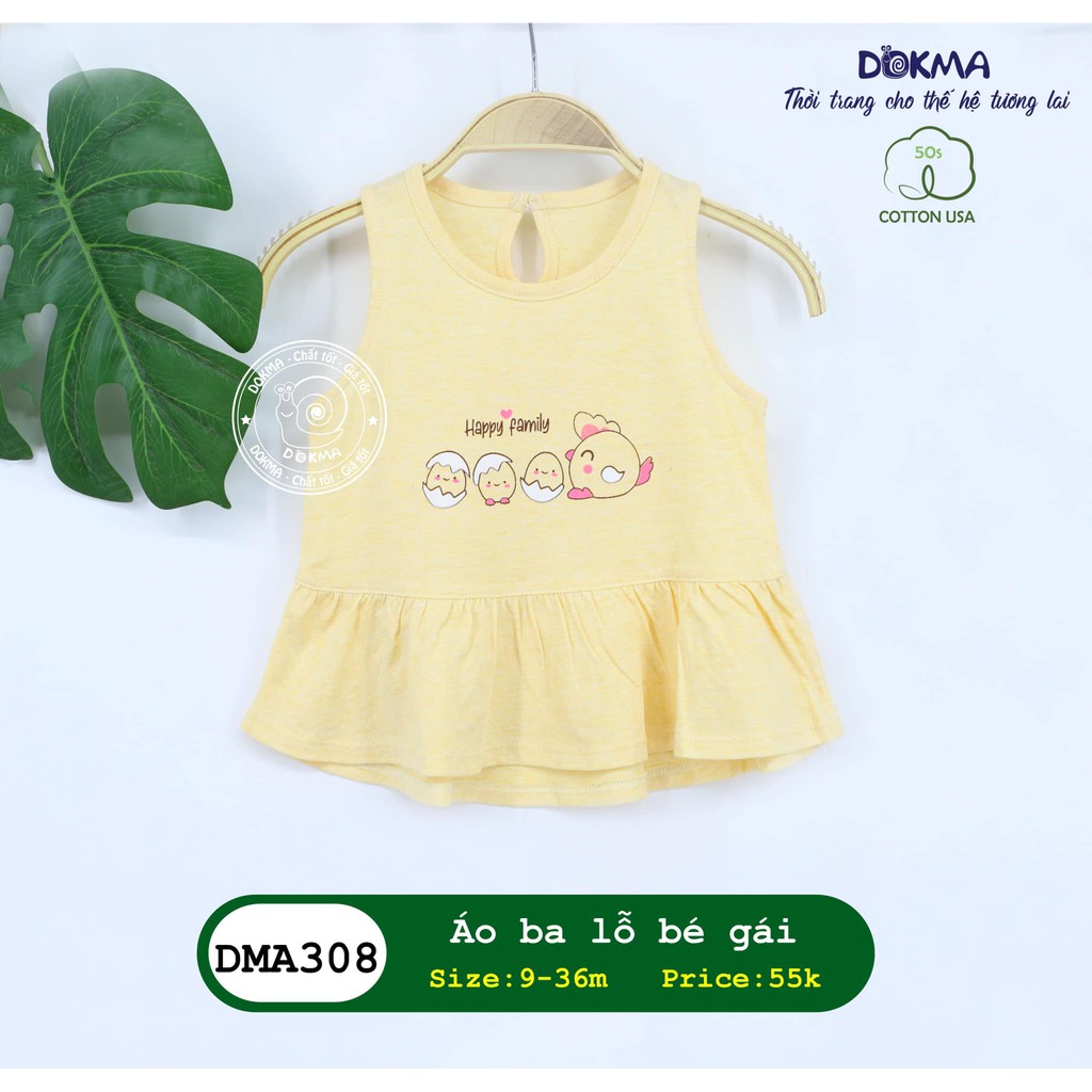 DMA308 Áo ba lỗ bé gái Dokma (9-36M)