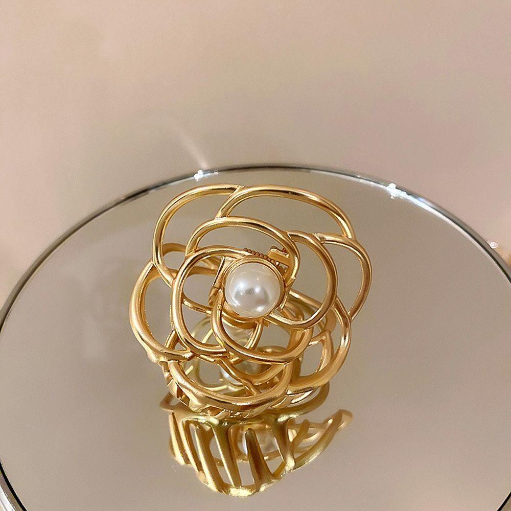 AROMA Kẹp Tóc Kim Loại Hình Hoa Trà Phong Cách Hàn Quốc