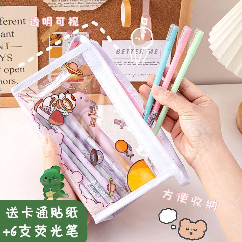 ⭐ iLado ⭐  Túi đựng bút trong suốt cute túi nilong/PVC theme chủ đề nhân vật túi zip nhỏ hộp vải đựng đồ Hộp đựng hộp bút hologram bút cute bọc zip tiểu an văn phòng phẩm Đa Dụng túi đựng đồ dùng cá nhân hình