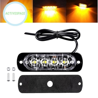 Đèn LED 4 bóng 12-24V 12W chiếu ánh sáng vàng báo tín hiệu khẩn cấp chuyên dụng cho xe hơi / xe tải