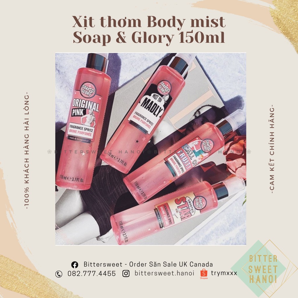Xịt thơm cơ thể nước hoa body mist Soap & Glory Fragrance Spritz 110ml